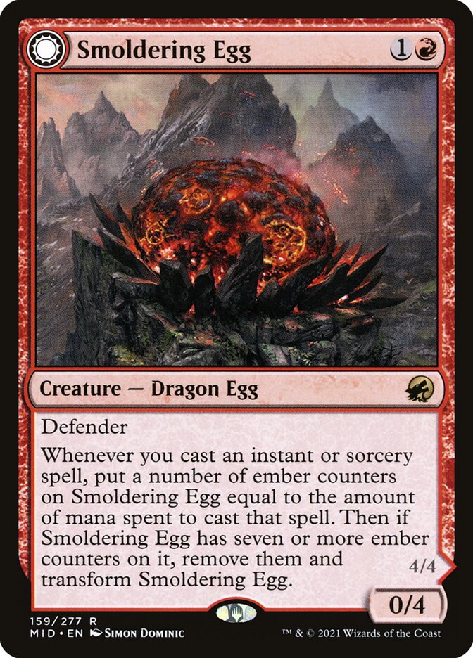 Smoldering Egg // Ashmouth Dragon 159 (Innistrad: Midnight Hunt)  - Foil | Good Games Adelaide SA