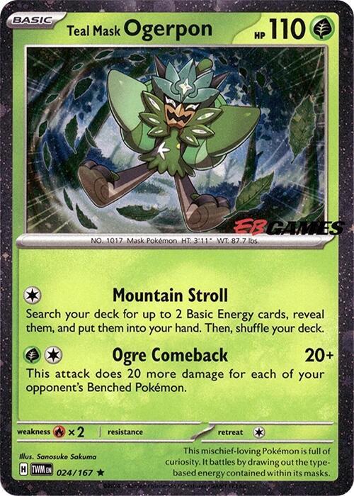 Teal Mask Ogerpon Cosmos Holo EB Games Exclusive 024/167 (Miscellaneous Cards & Products)  - Holofoil | Good Games Adelaide SA