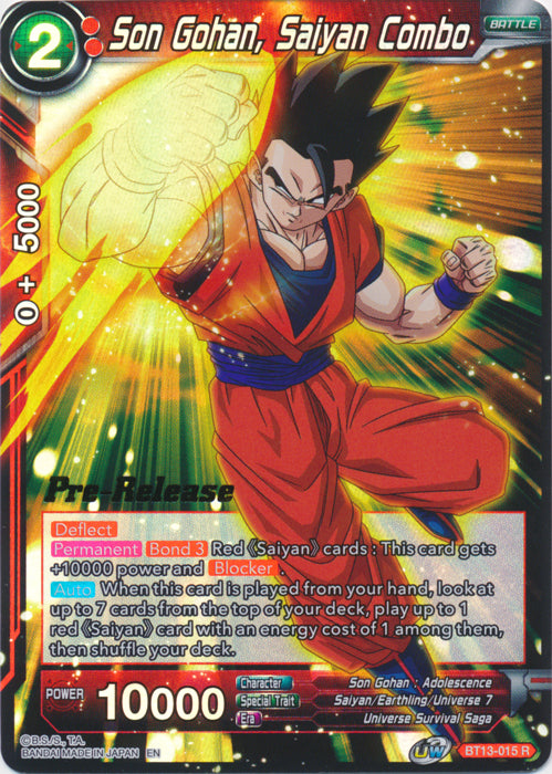 Son Gohan, Saiyan Combo (BT13-015) [Supreme Rivalry Prerelease Promos] | Good Games Adelaide SA