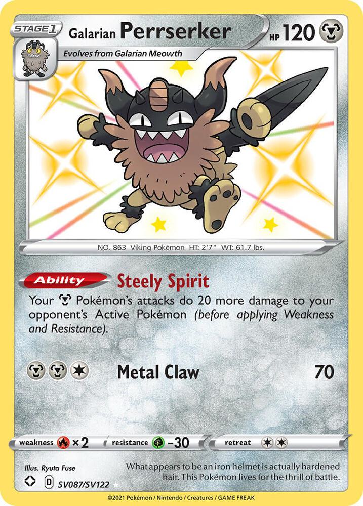Galarian Perrserker SV087/SV122 (Shining Fates: Shiny Vault)  - Holofoil | Good Games Adelaide SA