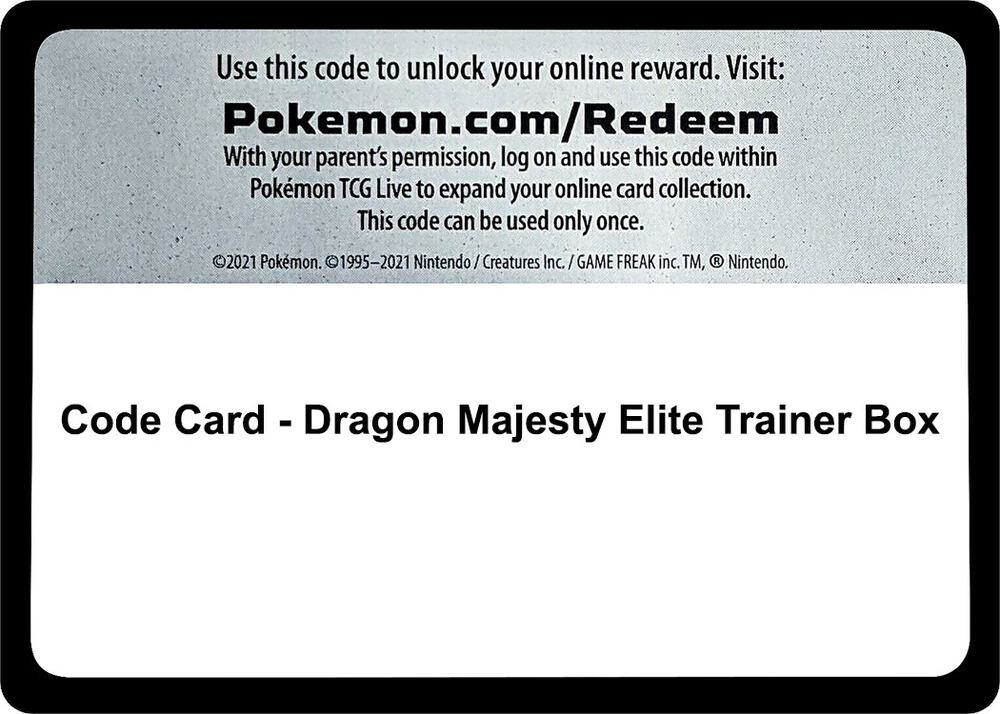 Code Card Dragon Majesty Elite Trainer Box  (Dragon Majesty)  | Good Games Adelaide SA