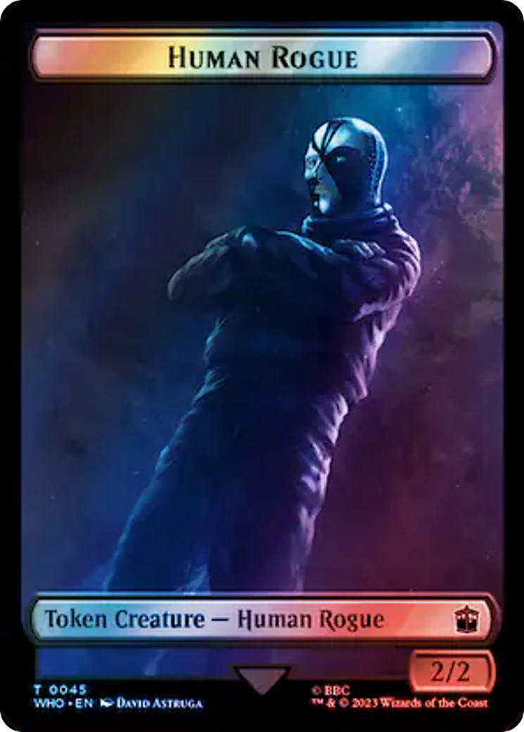 Human Rogue // Dinosaur Double-Sided Token (Surge Foil) [Doctor Who Tokens] | Good Games Adelaide SA