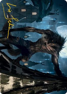 Stalking Predator Art Card Gold Stamped Signature 40 (Art Series: Innistrad: Midnight Hunt)  | Good Games Adelaide SA