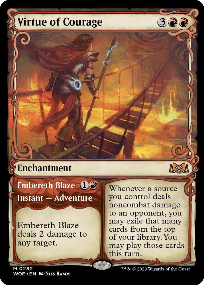 Virtue of Courage // Embereth Blaze 282 (Wilds of Eldraine)  - Foil | Good Games Adelaide SA