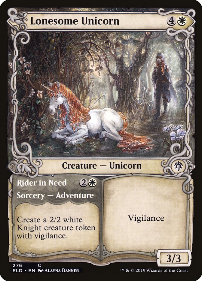 Lonesome Unicorn // Rider in Need (Showcase) [Throne of Eldraine] | Good Games Adelaide SA