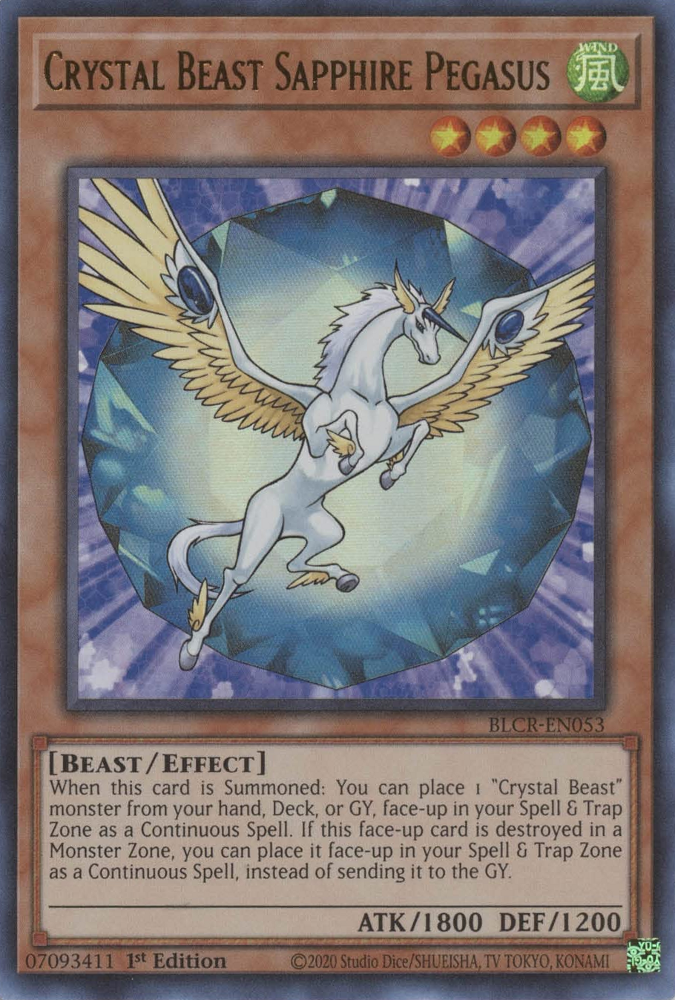 Crystal Beast Sapphire Pegasus [BLCR-EN053] Ultra Rare | Good Games Adelaide SA
