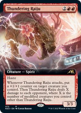Thundering Raiju 472 (Kamigawa: Neon Dynasty)  - Extended Art | Good Games Adelaide SA