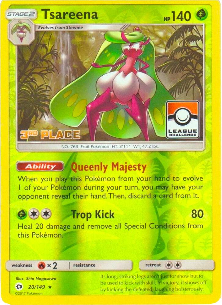 Tsareena 20 149 League Challenge 3rd Place 020/149 (League & Championship Cards)  - Reverse Holofoil | Good Games Adelaide SA