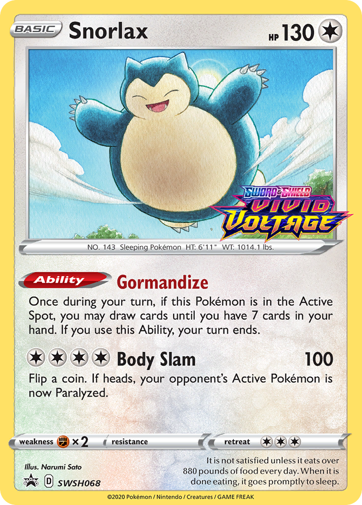 Snorlax (SWSH068) (Prerelease Promo) [Sword & Shield: Black Star Promos] | Good Games Adelaide SA