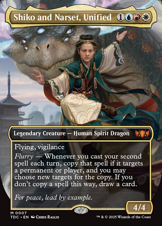 Shiko and Narset Unified Borderless 7 (Commander: Tarkir: Dragonstorm)  - Borderless Foil | Good Games Adelaide SA
