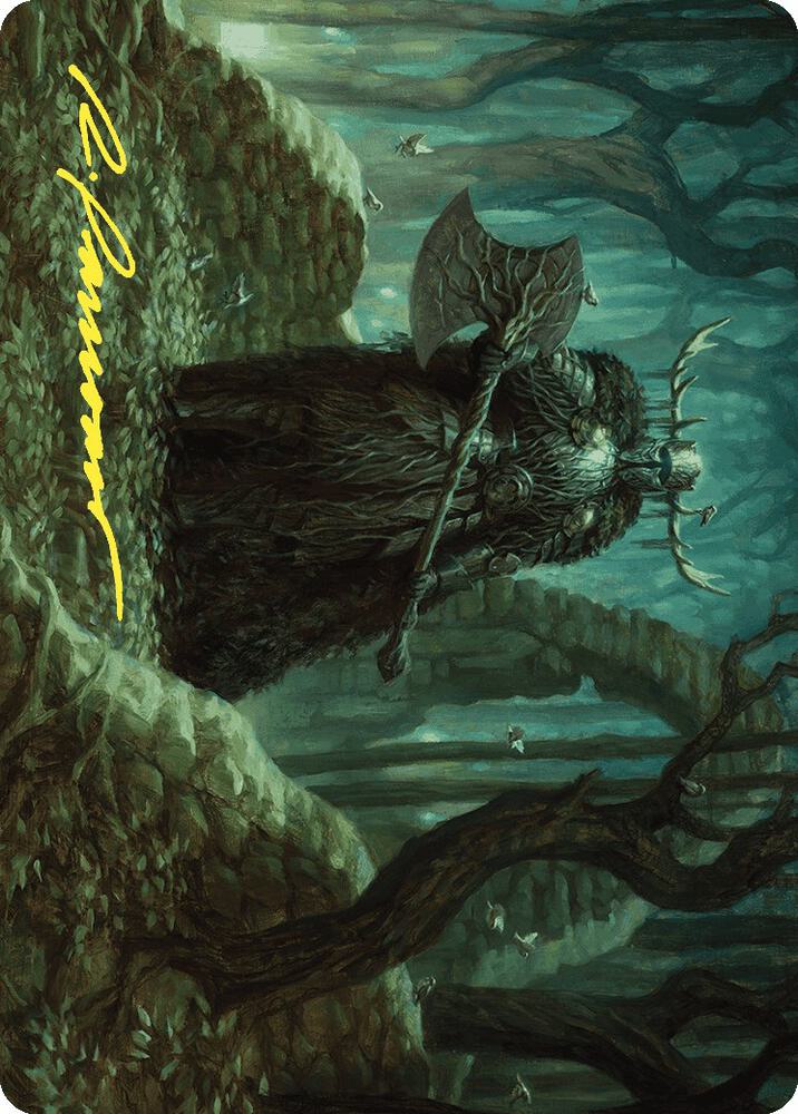 Mosswood Dreadknight Art Card Gold Stamped Signature 40 (Art Series: Wilds of Eldraine)  | Good Games Adelaide SA