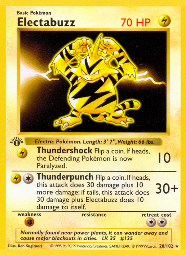 Electabuzz (20/102) (Shadowless) [Base Set 1st Edition] | Good Games Adelaide SA