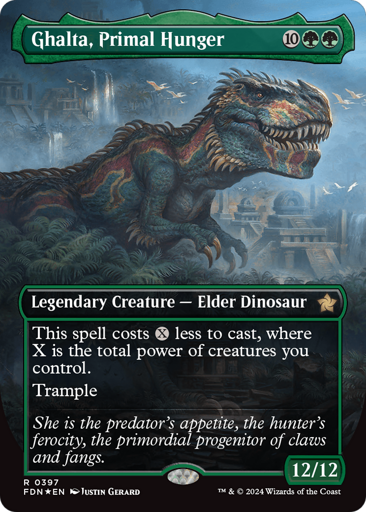 Ghalta, Primal Hunger (Borderless) (Mana Foil) [Foundations] | Good Games Adelaide SA