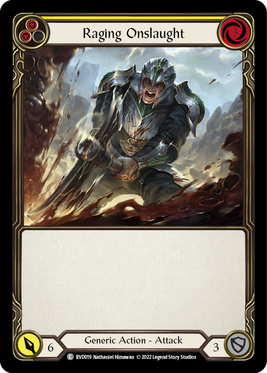 Raging Onslaught (Yellow) [RVD019] (Classic Battles: Rhinar vs Dorinthea) | Good Games Adelaide SA