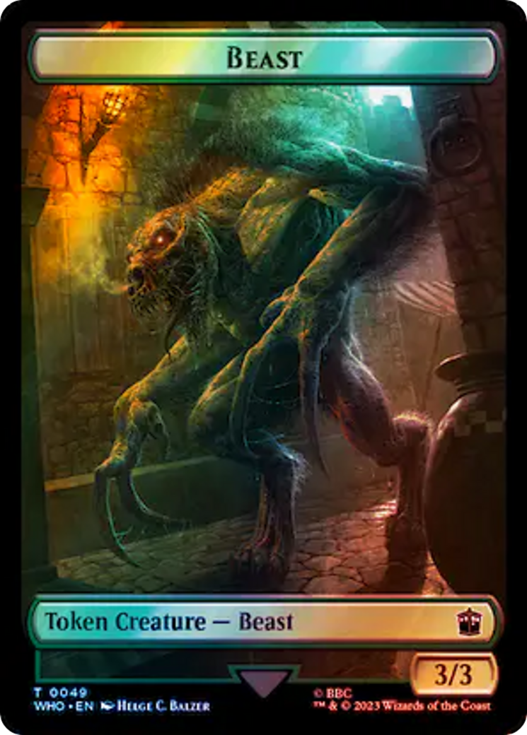 Warrior // Beast (0049) Double-Sided Token (Surge Foil) [Doctor Who Tokens] | Good Games Adelaide SA