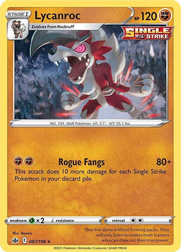 Lycanroc 087/198 (SWSH06: Chilling Reign)  - Holofoil | Good Games Adelaide SA