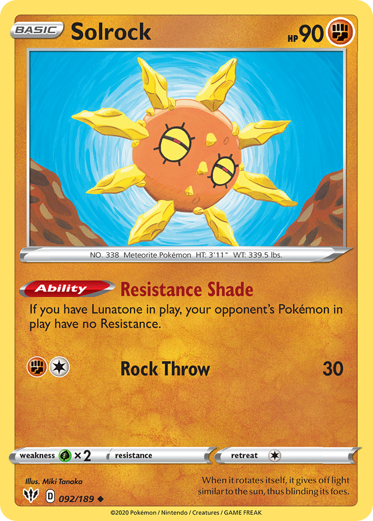 Solrock (092/189) [Sword & Shield: Darkness Ablaze] | Good Games Adelaide SA
