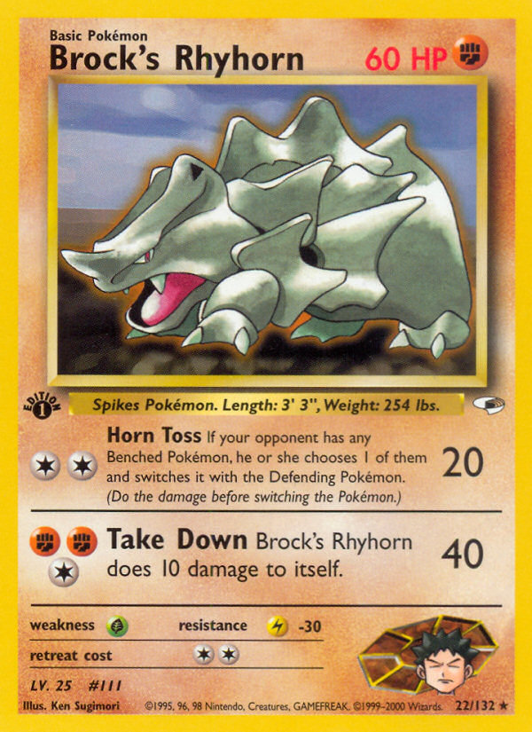 Brock's Rhyhorn (22/132) [Gym Heroes 1st Edition] | Good Games Adelaide SA