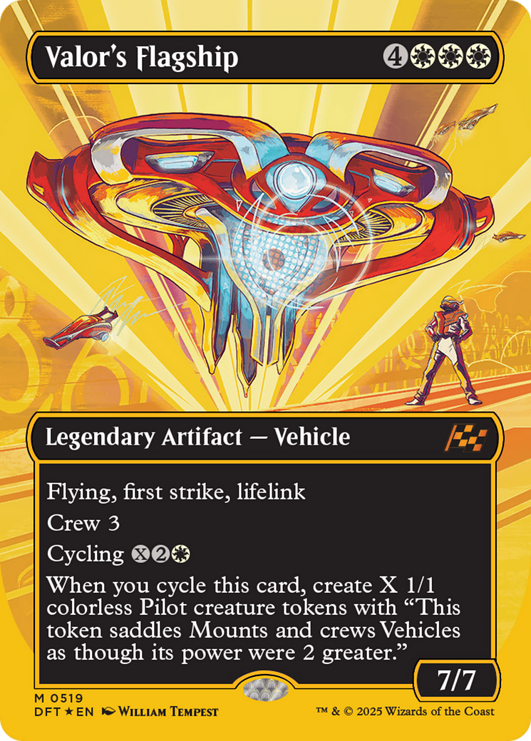 Valor's Flagship (Borderless) (First-Place Foil) [Aetherdrift] | Good Games Adelaide SA