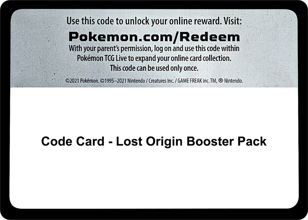 Code Card Lost Origin Booster Pack  (SWSH11: Lost Origin)  | Good Games Adelaide SA