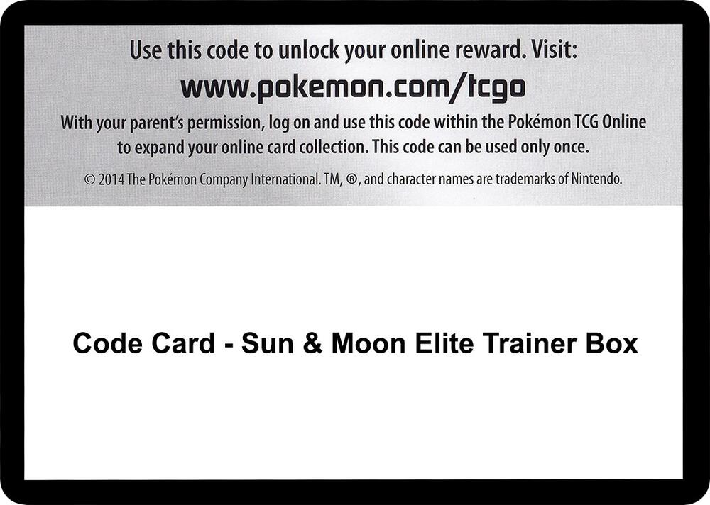 Code Card Sun and Moon Elite Trainer Box  (SM Base Set)  | Good Games Adelaide SA