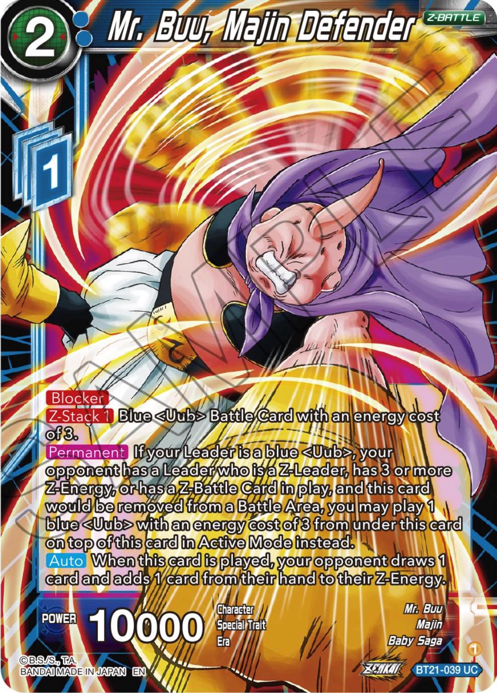 Mr. Buu, Majin Defender (BT21-039) [ZENKAI Series: Set 04] | Good Games Adelaide SA