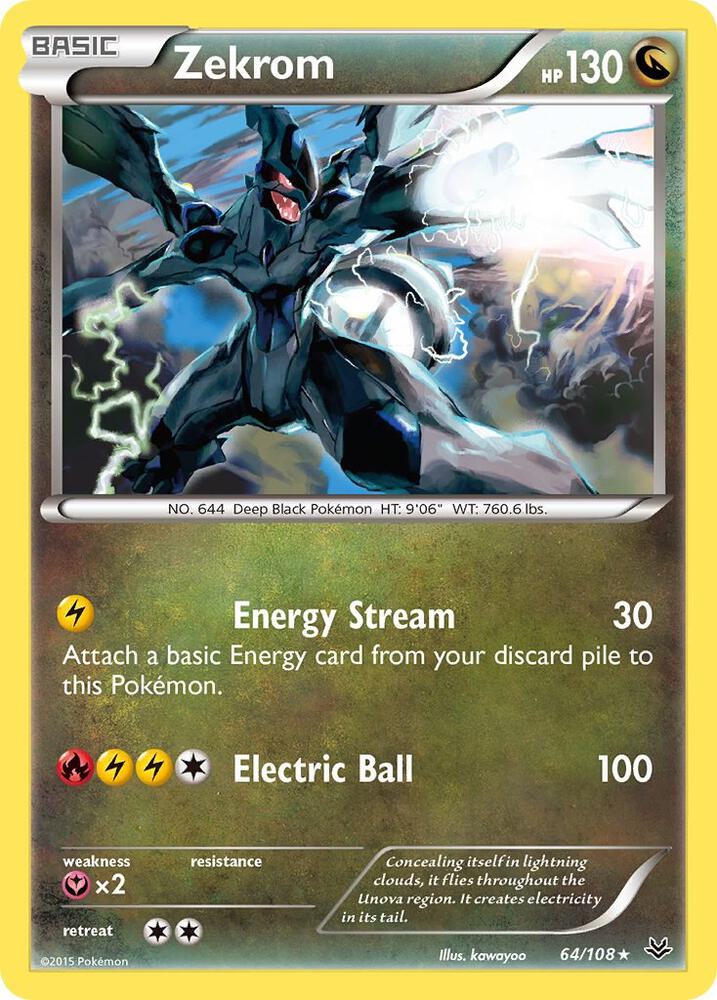 Zekrom 64/108 (XY - Roaring Skies)  - Holofoil | Good Games Adelaide SA