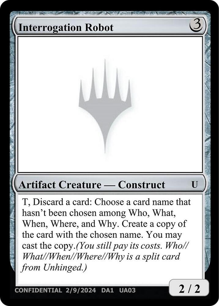 Interrogation Robot  (Un-Known Event Playtest Cards)  | Good Games Adelaide SA