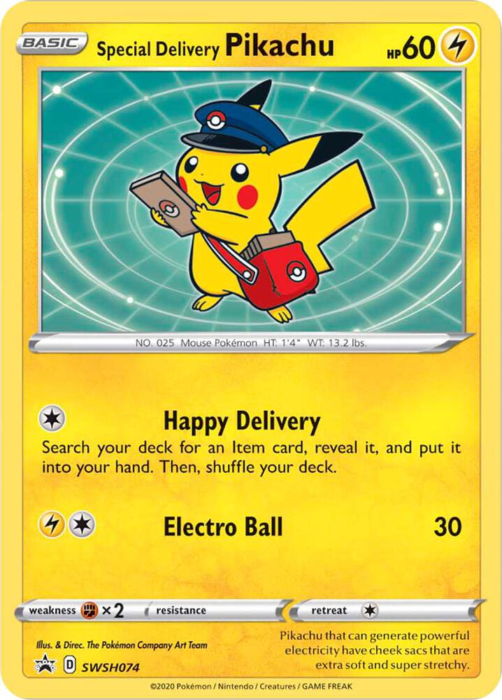 Special Delivery Pikachu SWSH074 (SWSH: Sword & Shield Promo Cards)  - Holofoil | Good Games Adelaide SA
