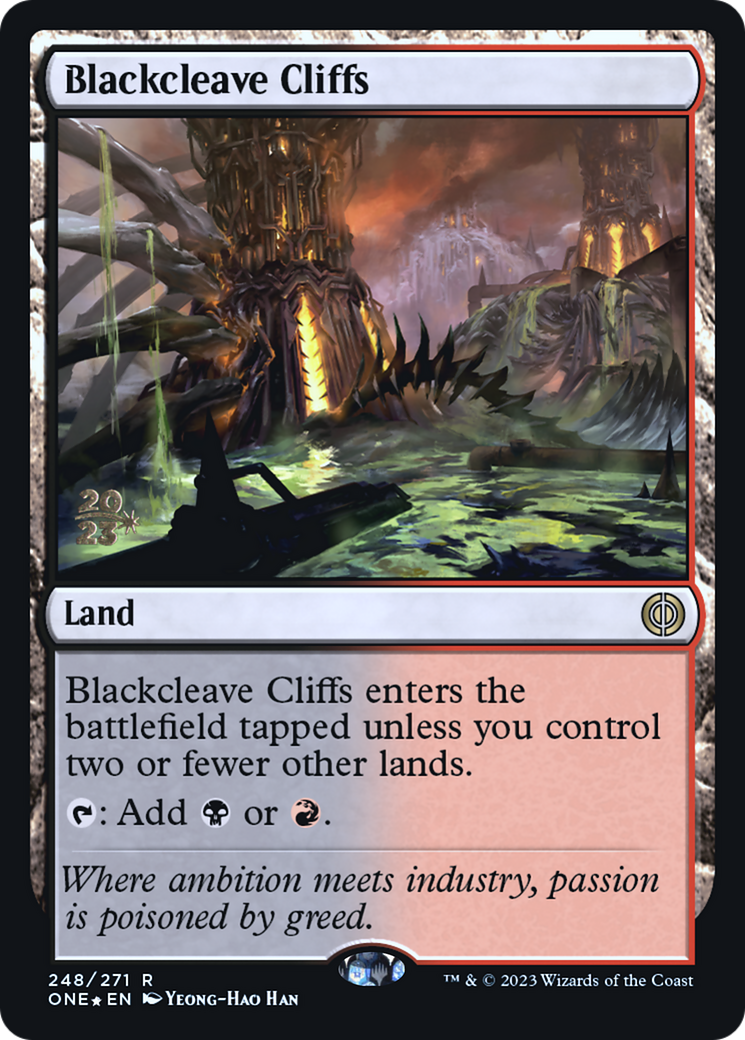 Blackcleave Cliffs [Phyrexia: All Will Be One Prerelease Promos] | Good Games Adelaide SA