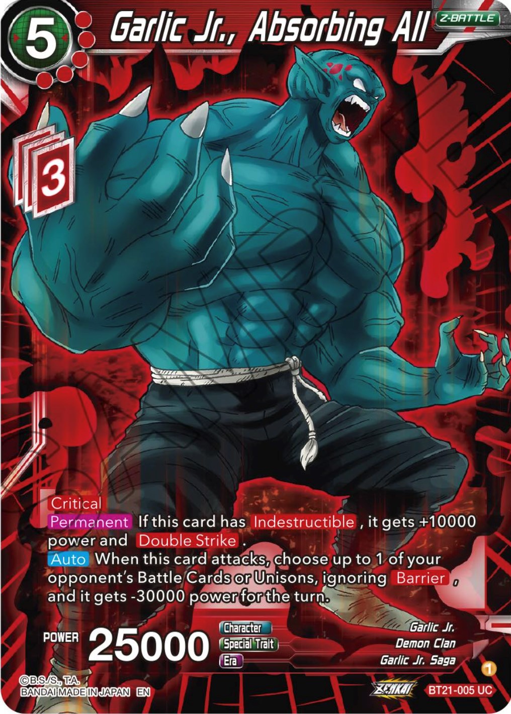 Garlic Jr., Absorbing All (BT21-005) [ZENKAI Series: Set 04] | Good Games Adelaide SA