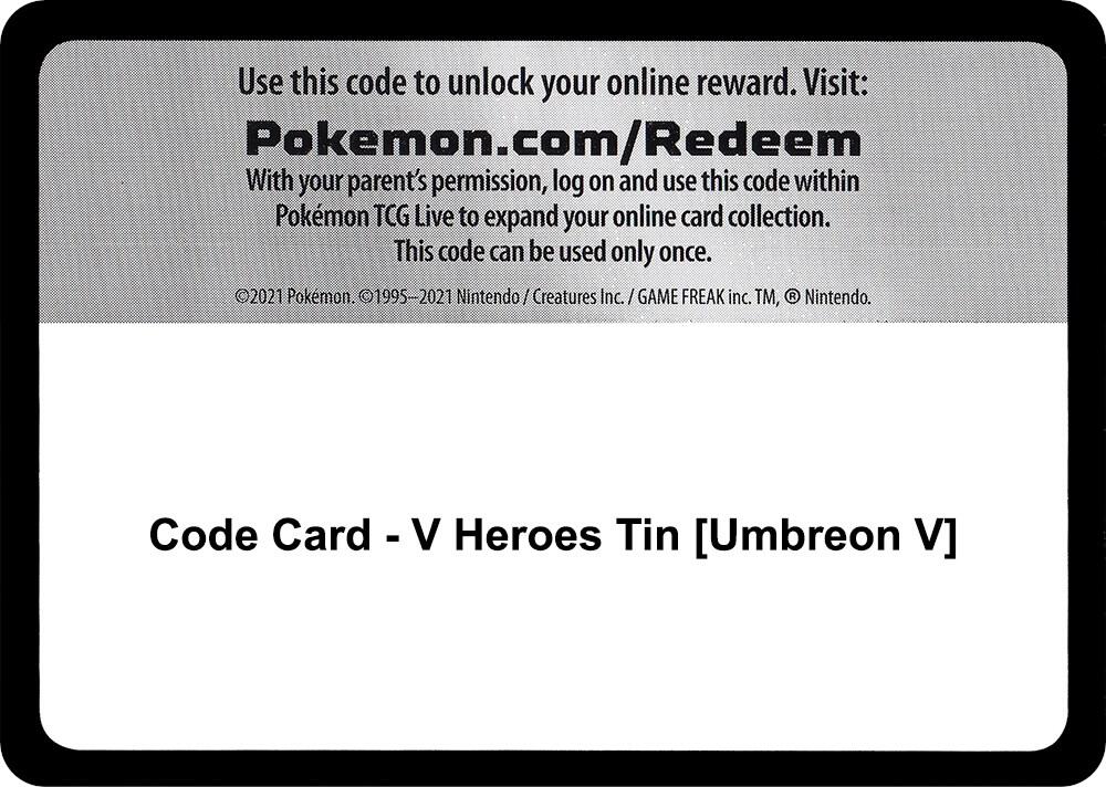 Code Card V Heroes Tin Umbreon V  (Miscellaneous Cards & Products)  | Good Games Adelaide SA