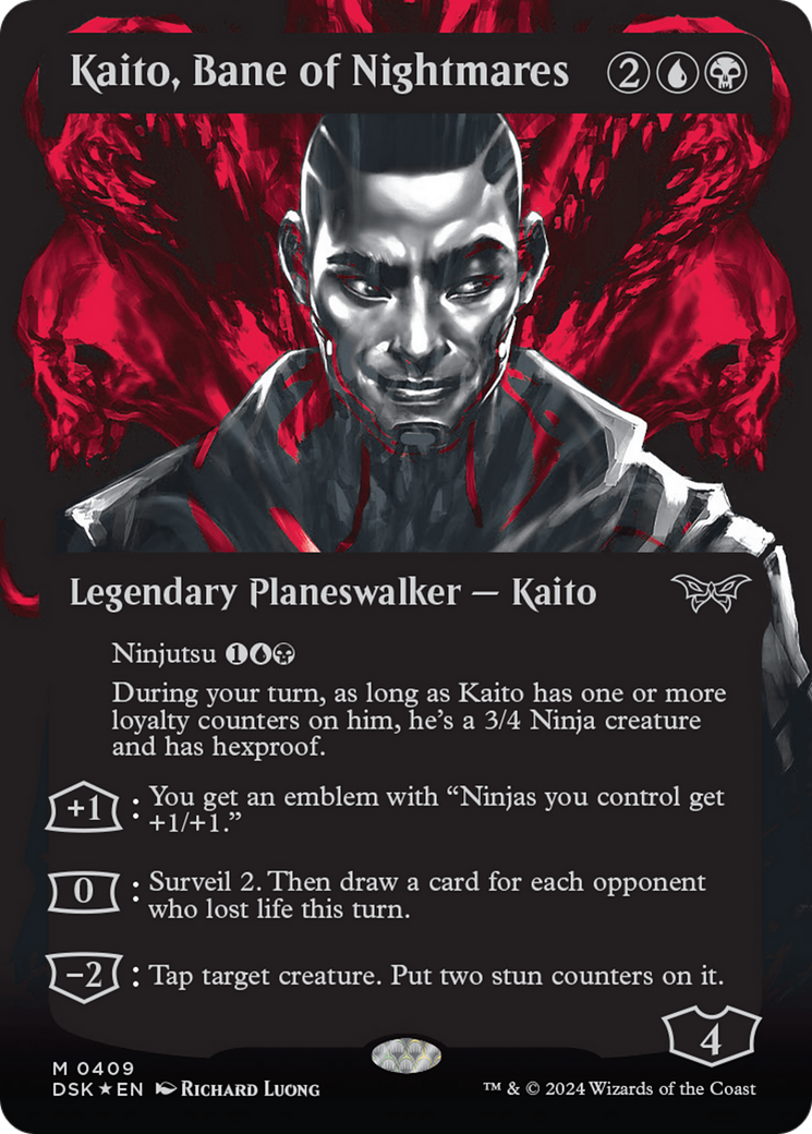 Kaito, Bane of Nightmares (Full Art) (Double Exposure Showcase) (Textured) [Duskmourn: House of Horror] | Good Games Adelaide SA
