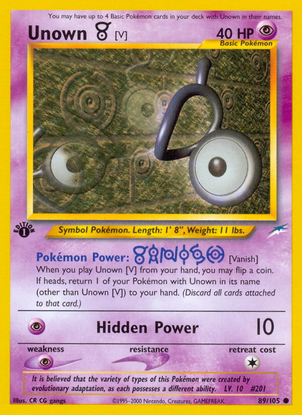 Unown [V] (89/105) [Neo Destiny 1st Edition] | Good Games Adelaide SA