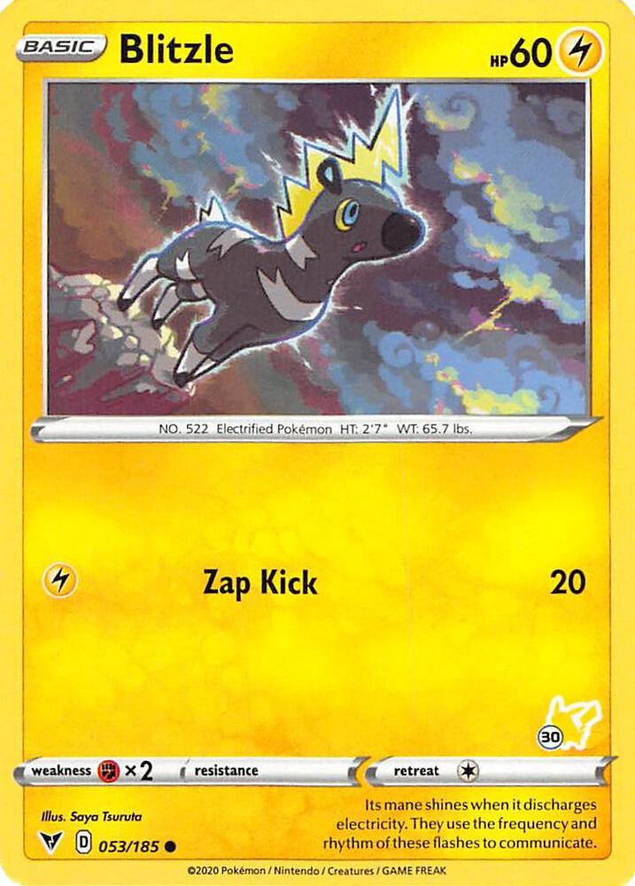 Blitzle 053 185 30 Pikachu Stamped 053/185 (Battle Academy 2022)  | Good Games Adelaide SA