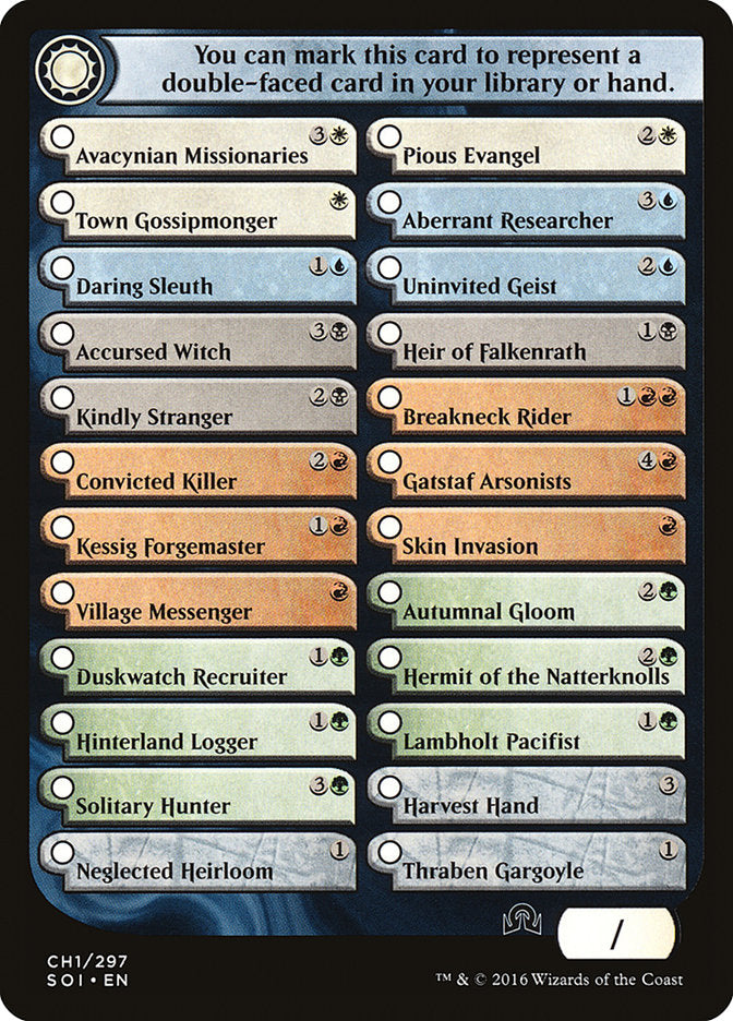 Checklist Card - (CH1) Shadows over Innistrad [Shadows over Innistrad Tokens] | Good Games Adelaide SA