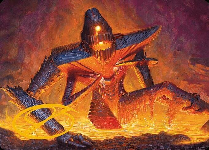 Molten Gatekeeper Art Card Gold Stamped Signature 5 (Art Series: Modern Horizons 3)  | Good Games Adelaide SA