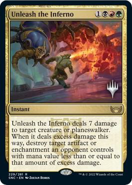 Unleash the Inferno 229 (Promo Pack: Streets of New Capenna)  - Foil | Good Games Adelaide SA