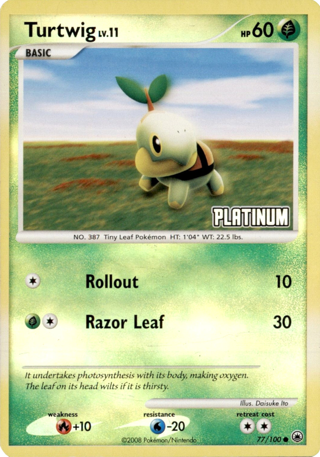 Turtwig LV.11 (77/100) (Platinum) [Burger King Promos: 2008 Collection] | Good Games Adelaide SA