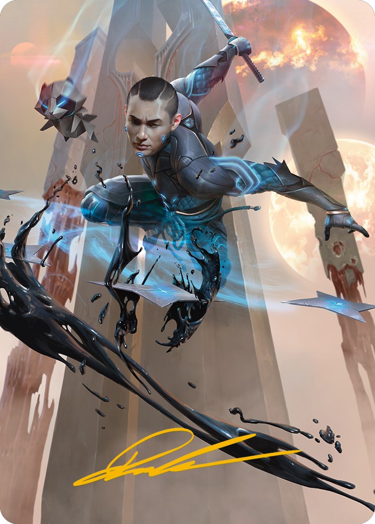 Kaito, Dancing Shadow Art Card (Gold-Stamped Signature) [Phyrexia: All Will Be One Art Series] | Good Games Adelaide SA