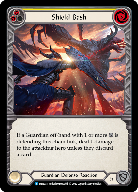 Shield Bash (Yellow) [DYN031] (Dynasty)  Rainbow Foil | Good Games Adelaide SA
