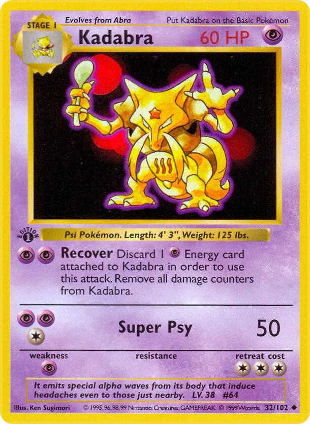 Kadabra 032/102 (Base Set (Shadowless))  - 1st Edition | Good Games Adelaide SA