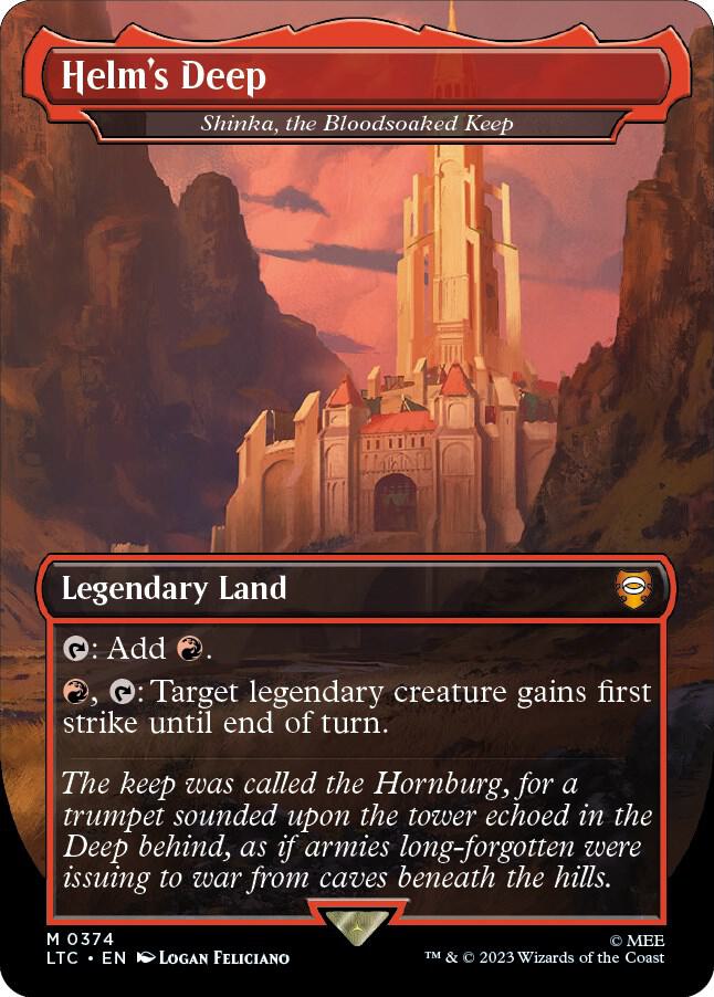 Helms Deep Shinka the Bloodsoaked Keep 374 (Commander: The Lord of the Rings: Tales of Middle-earth)  - Borderless | Good Games Adelaide SA