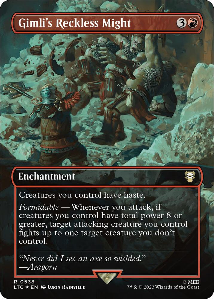Gimli's Reckless Might 538 (Commander: The Lord of the Rings: Tales of Middle-earth)  - Borderless Surge Foil | Good Games Adelaide SA