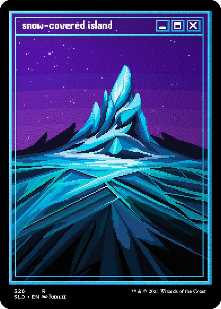 Snow Covered Island PixelSnowLandsjpg Foil Etched 326 (Secret Lair Drop Series)  - Foil | Good Games Adelaide SA