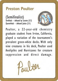 1996 Preston Poulter Biography Card [World Championship Decks] | Good Games Adelaide SA