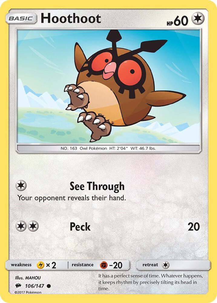Hoothoot 106/147 (SM - Burning Shadows)  | Good Games Adelaide SA