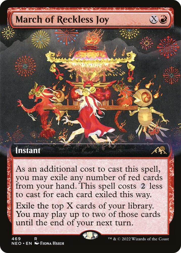 March of Reckless Joy 469 (Kamigawa: Neon Dynasty)  - Extended Art | Good Games Adelaide SA