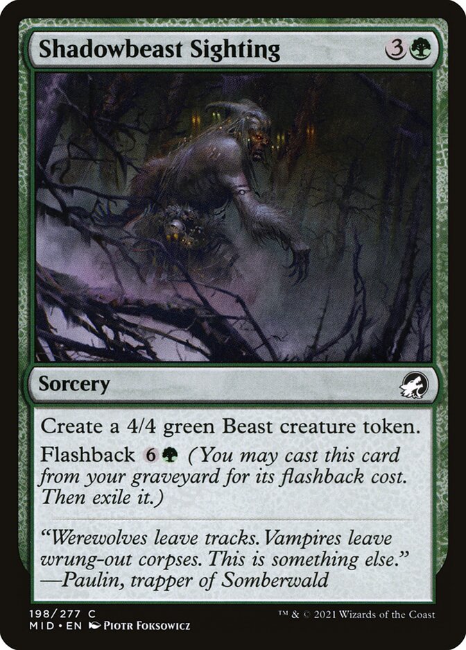 Shadowbeast Sighting 198 (Innistrad: Midnight Hunt)  - Foil | Good Games Adelaide SA