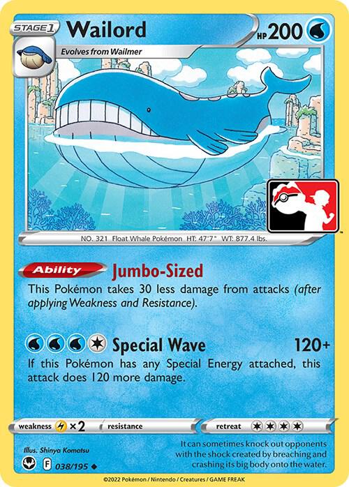 Wailord Series 3/4 038/195 (Prize Pack Series Cards)  - Holofoil | Good Games Adelaide SA